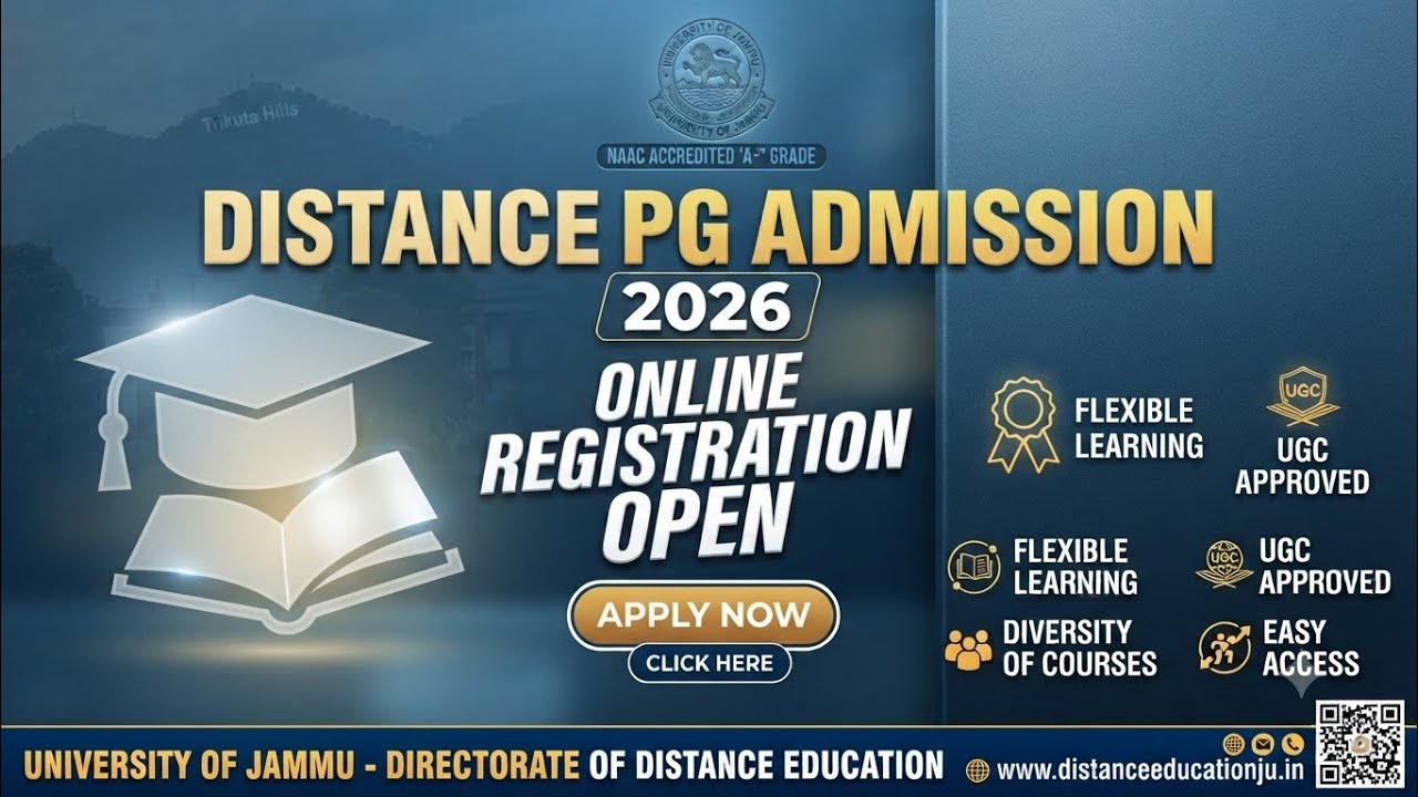 Distance PG Admission 2026|| Online Registration Open ODL Programme|| University of Jammu 