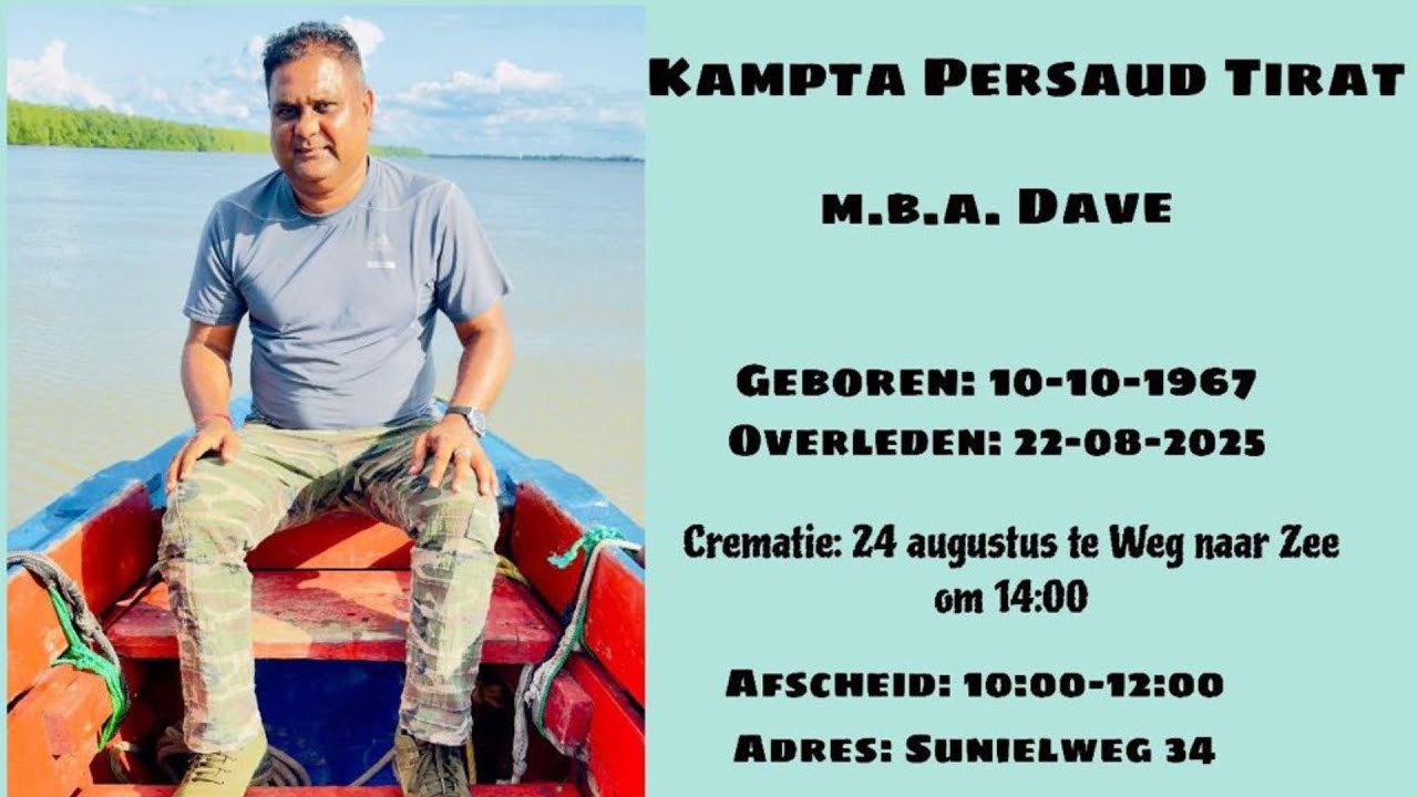 De uitvaartdienst en crematie van Kamta Persaud Tirat. Zondag 24 aug. 2025.