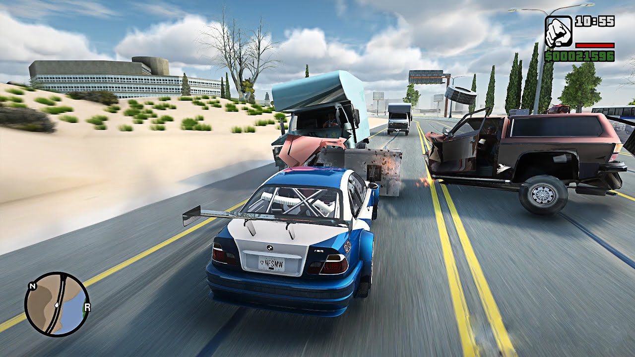 GTA SA Realistic Vehicle Deformation - Crazy BMW M3 GTR Crashes Ep.4