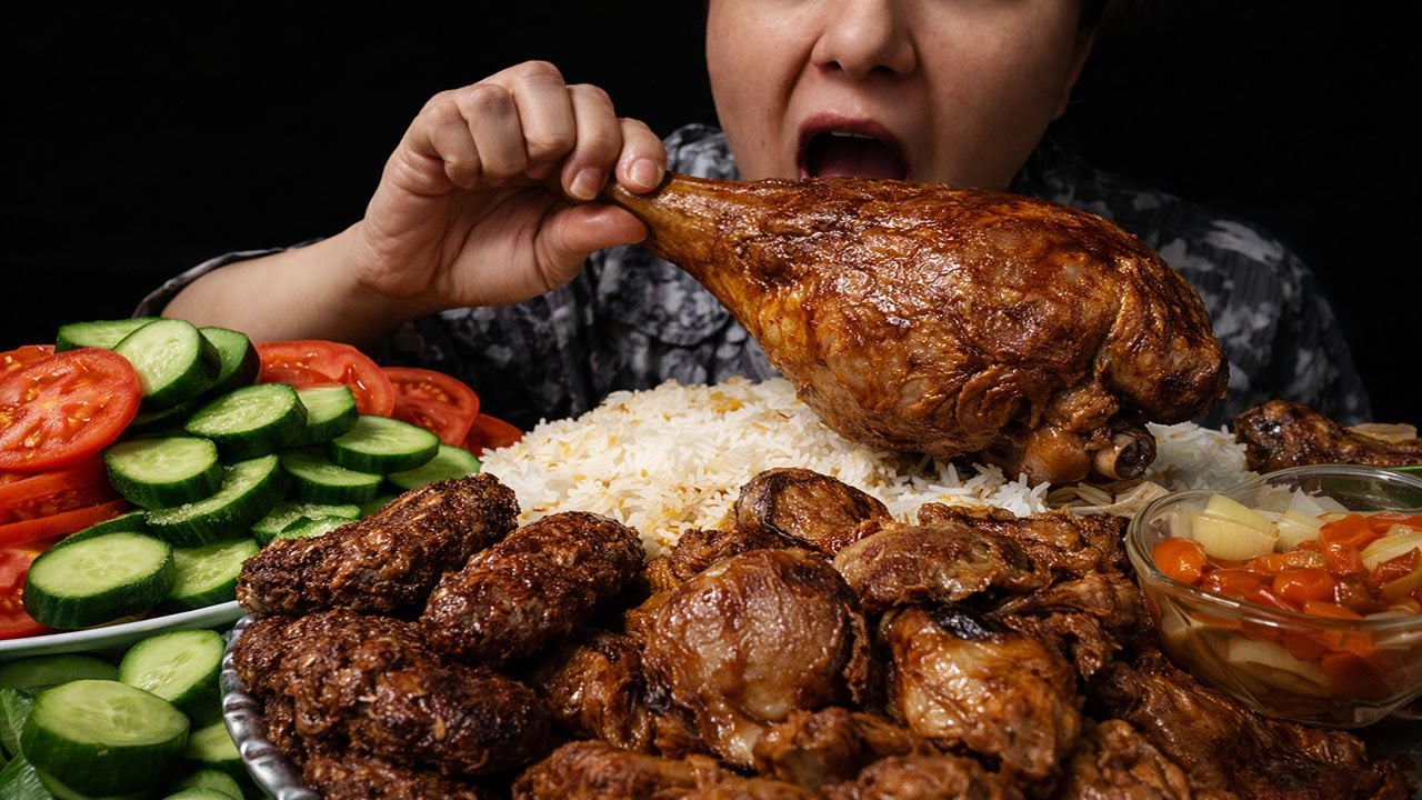 GIANT Goose Leg & Pan-Fried Kebab ASMR Mukbang | Crunchy Meat Sounds | No Talking