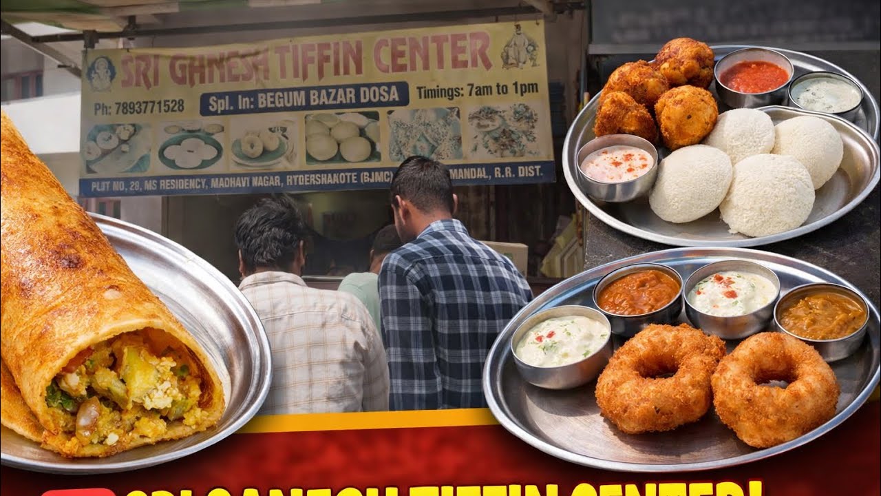 Famous Begum Bazar Dosa 😍 | Sri Ganesh Tiffin Center | Masala Dosa, Idly, Vada & Mysore Bhajji