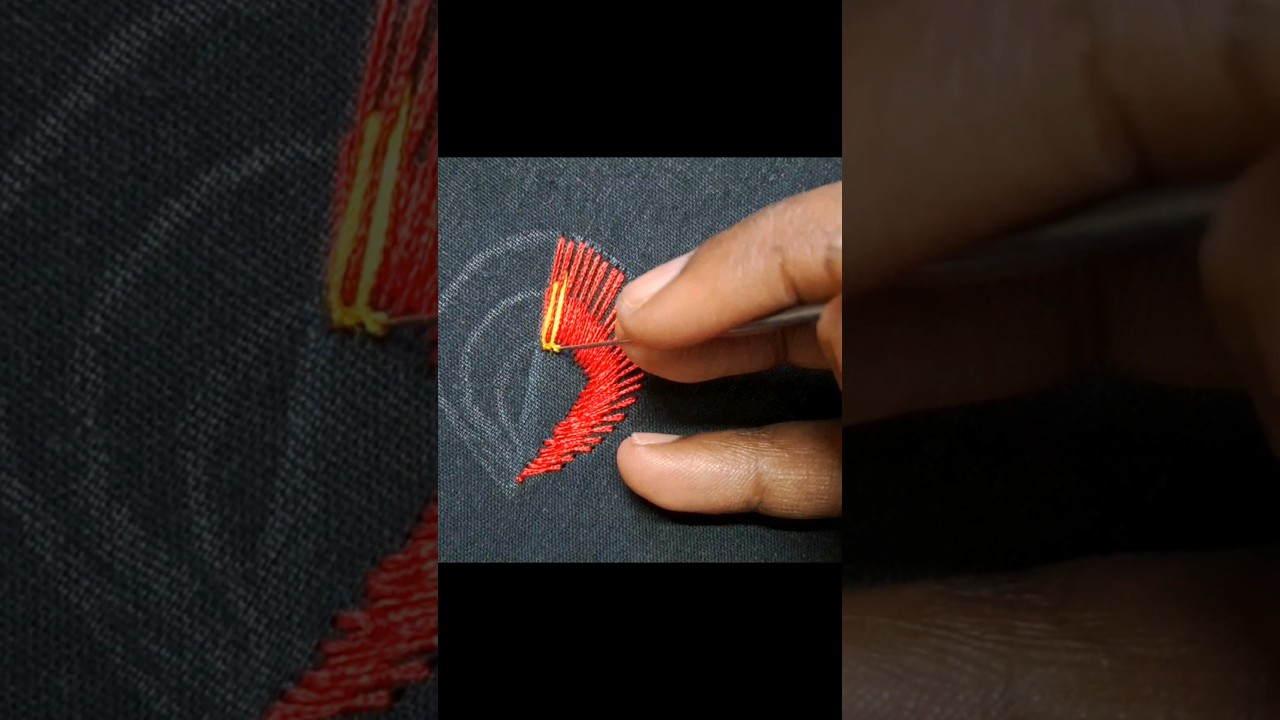 Aari work Peacock feather stitch#shorts
