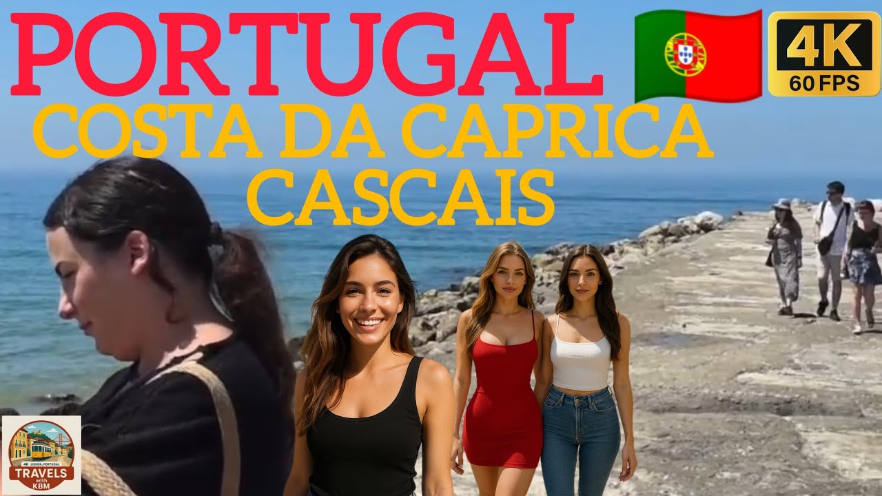Costa da Caparica & Cascais Walking Tour 🇵🇹 | Portugal Beaches & Coastal Towns in 4K UHD