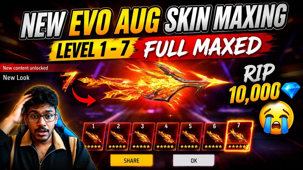 NEW EVO AUG LEVEL 1 - 7 MAXED😱 RIP 10,000💎 FREE FIRE NEW EVO VAULT EVENT | FREE FIRE NEW EVENT
