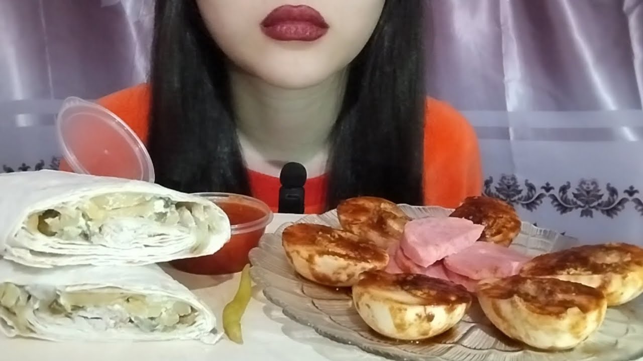 ASMR | Eating Eggs, Sausage, Shawarma 🥚🥓🌯