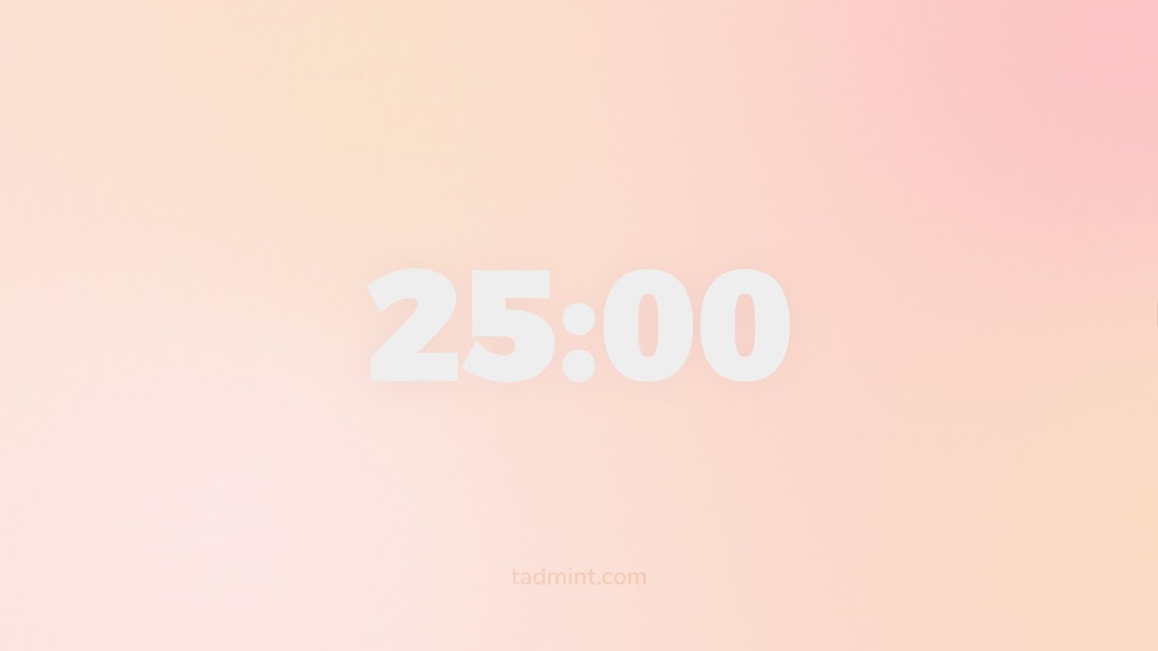 25 Minute Count Up Timer ⏱ Gentle Chime + Pastel Animated Background