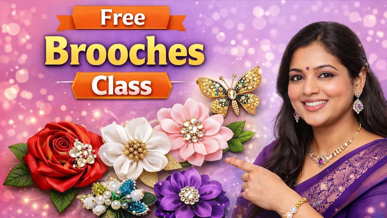 Free Online Brooches Class 4 in Tamil | Easy Flower Brooch | RAVIMA CREATIONS