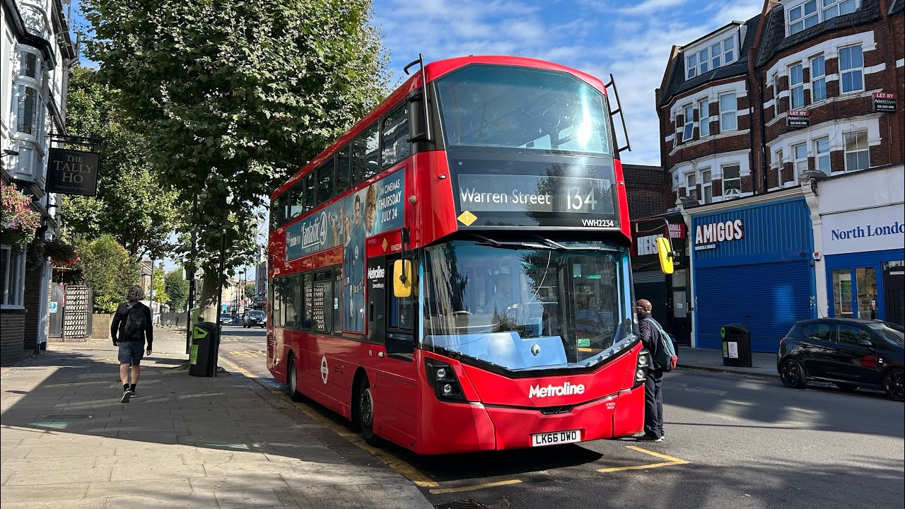 FULL ROUTE VISUAL|Metroline London Route 134 Warren Street - North Finchley Tally Ho VWH2234 LK66DWO