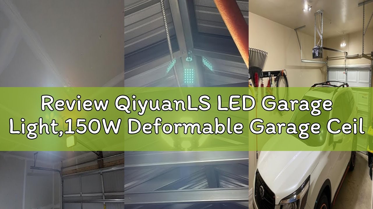 Review QiyuanLS LED Garage Light,150W Deformable Garage Ceiling Lights,15000LM, 4 Adjustable Panels,