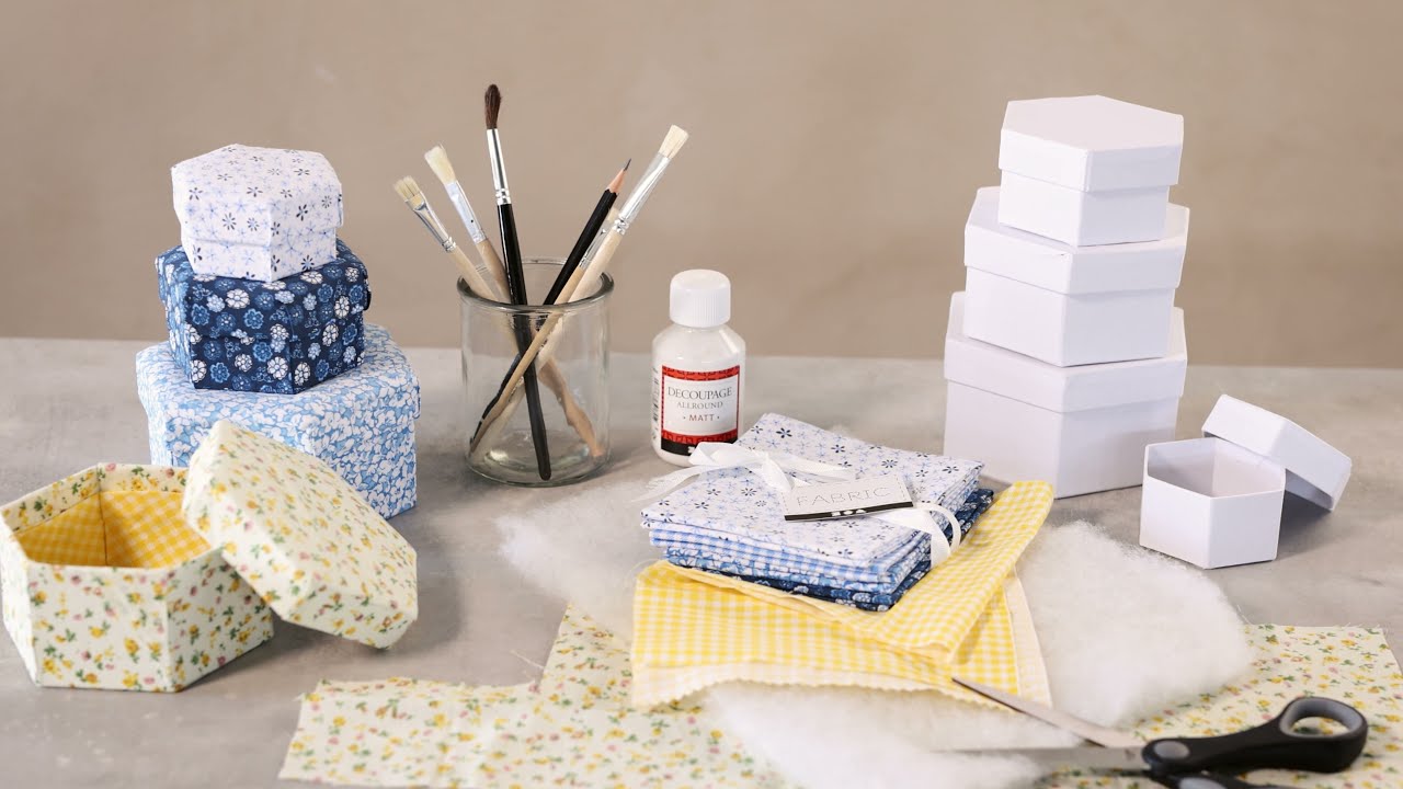 How to decorate boxes with fabric decoupage