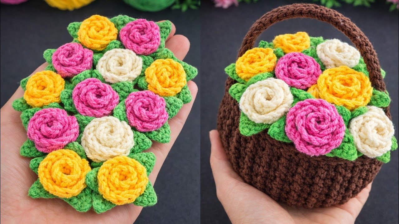 WOW! 😍 Gorgeous Crochet Flower Basket | Easy & Profitable Handmade Idea 💰