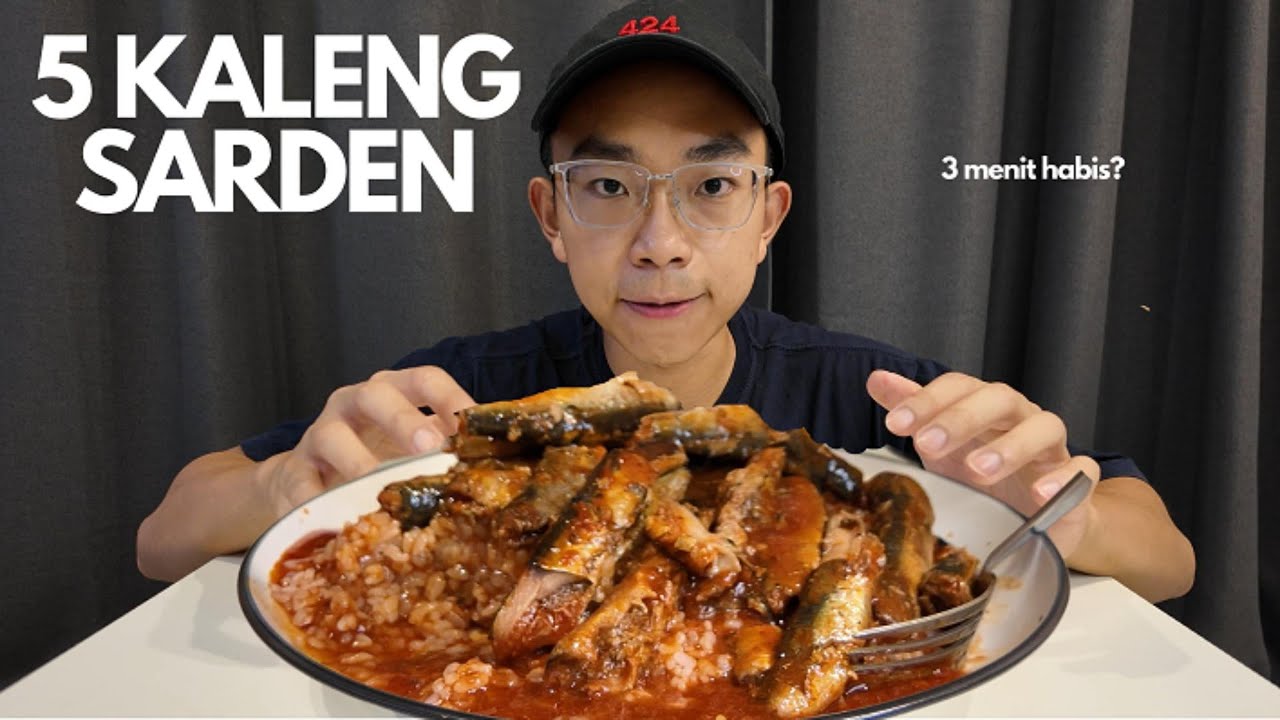 MUKBANG 5 KALENG SARDEN + NASI!! 3 MENIT HABIS?!?