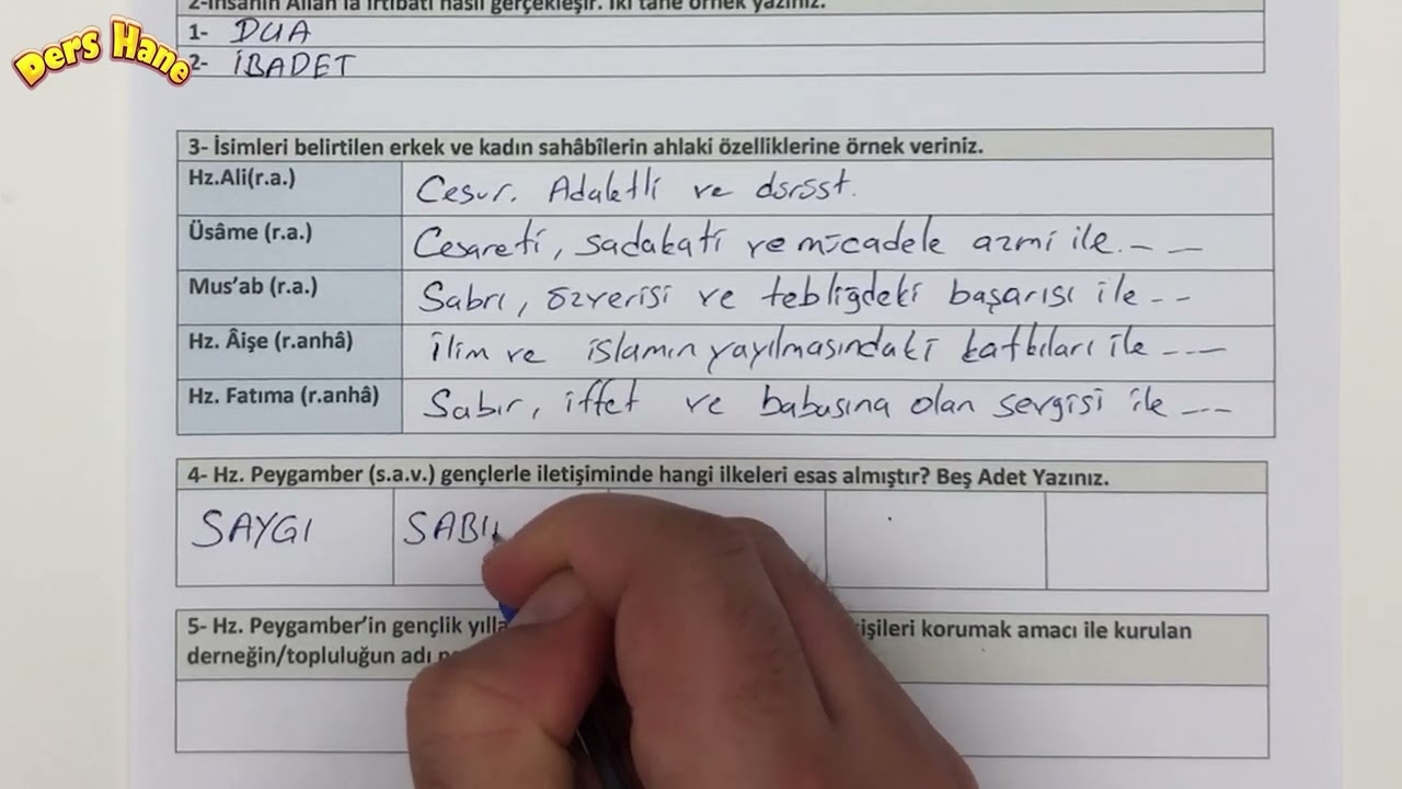 10.Sınıf Din Kültürü 1.Dönem 2.Yazılı Soruları | Klasik Açık Uçlu