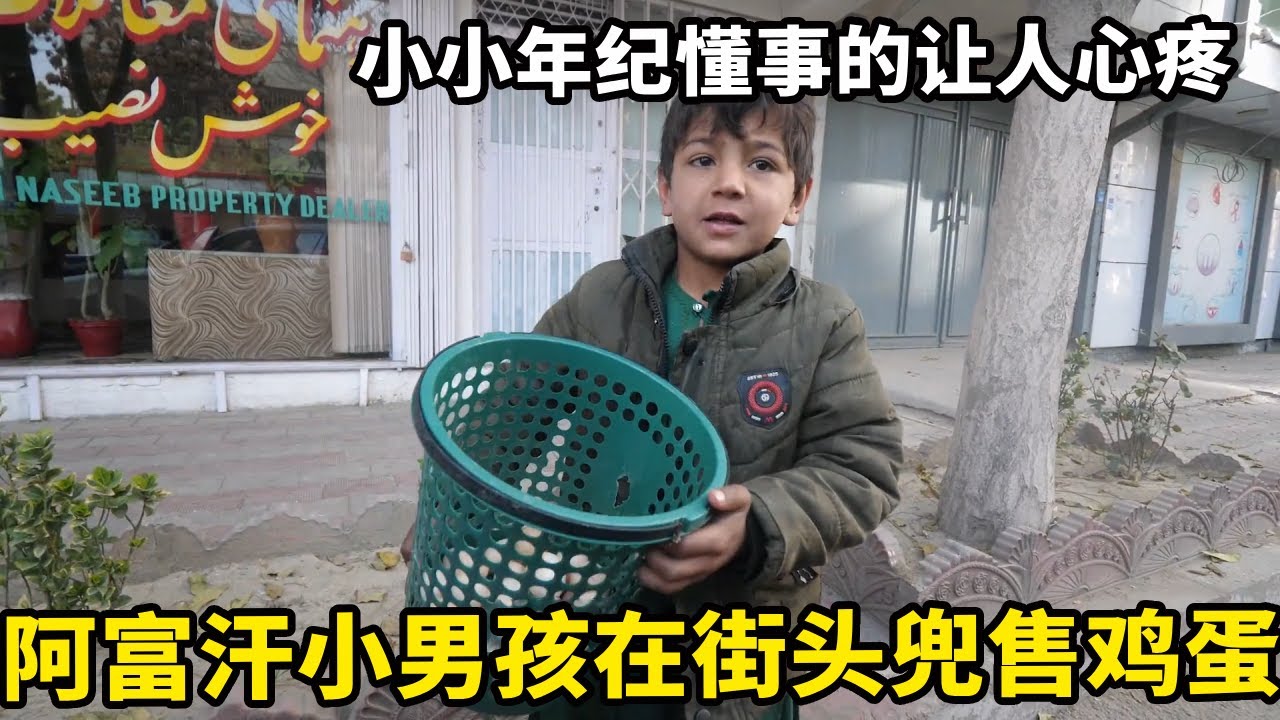 阿富汗小男孩在街头兜售鸡蛋，走路半小时到市里卖土鸡蛋，小小年纪懂事的让人心疼【锋哥Kevin】