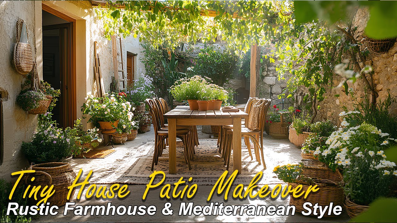Tiny House Patio Transformation: Rustic Farmhouse, Mediterranean, and Cottagecore Vibes