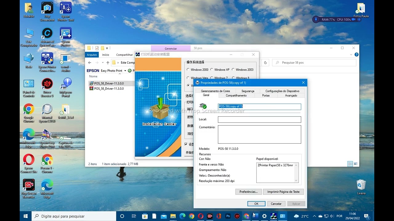 Como instala drive Coibeu POS-5811DD Mini impressora no windows 10