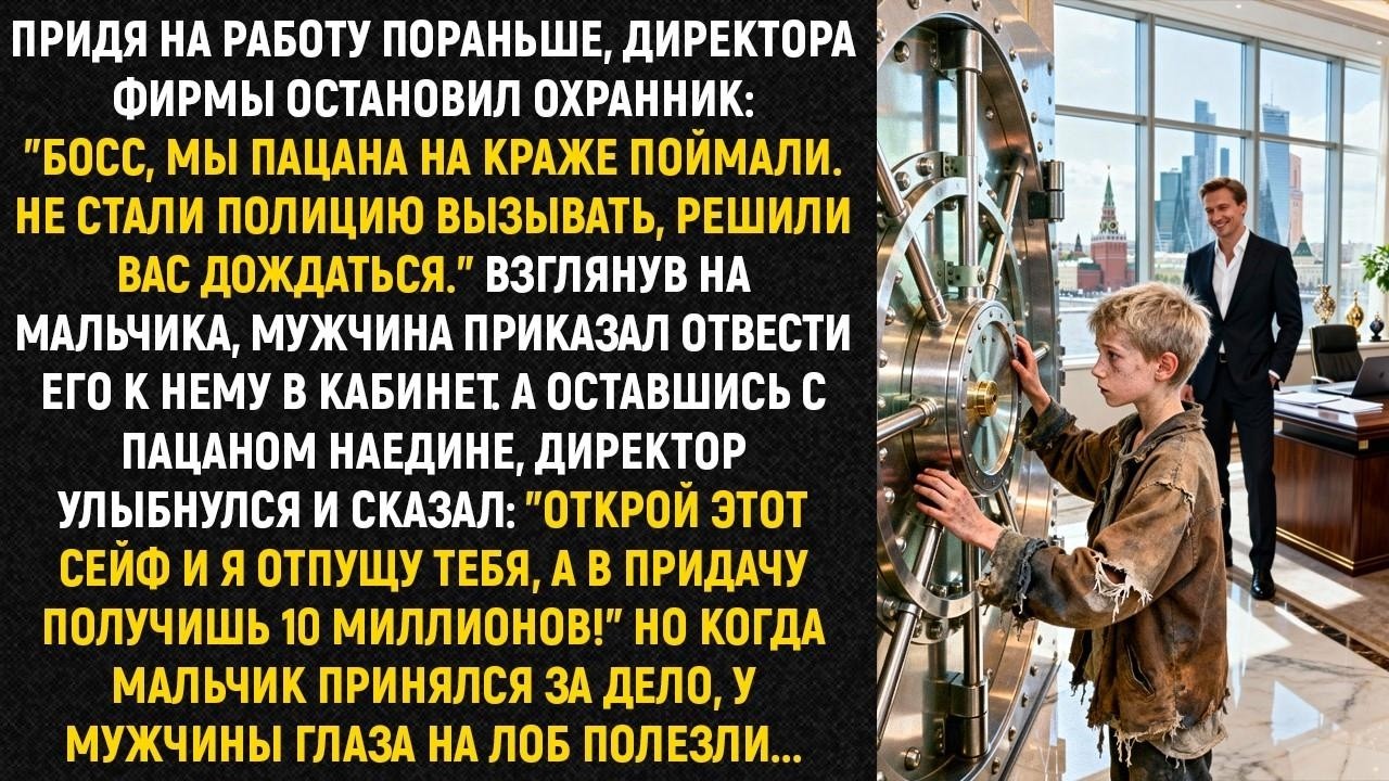 Придя на работу пораньше, директора фирмы остановил охранник Босс, мы пацана на краже поймали...