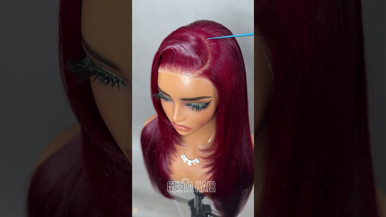 Burgundy Purple • Black Cherry Layered Hair Wig Invisi Drawstring • 100% Human Hair