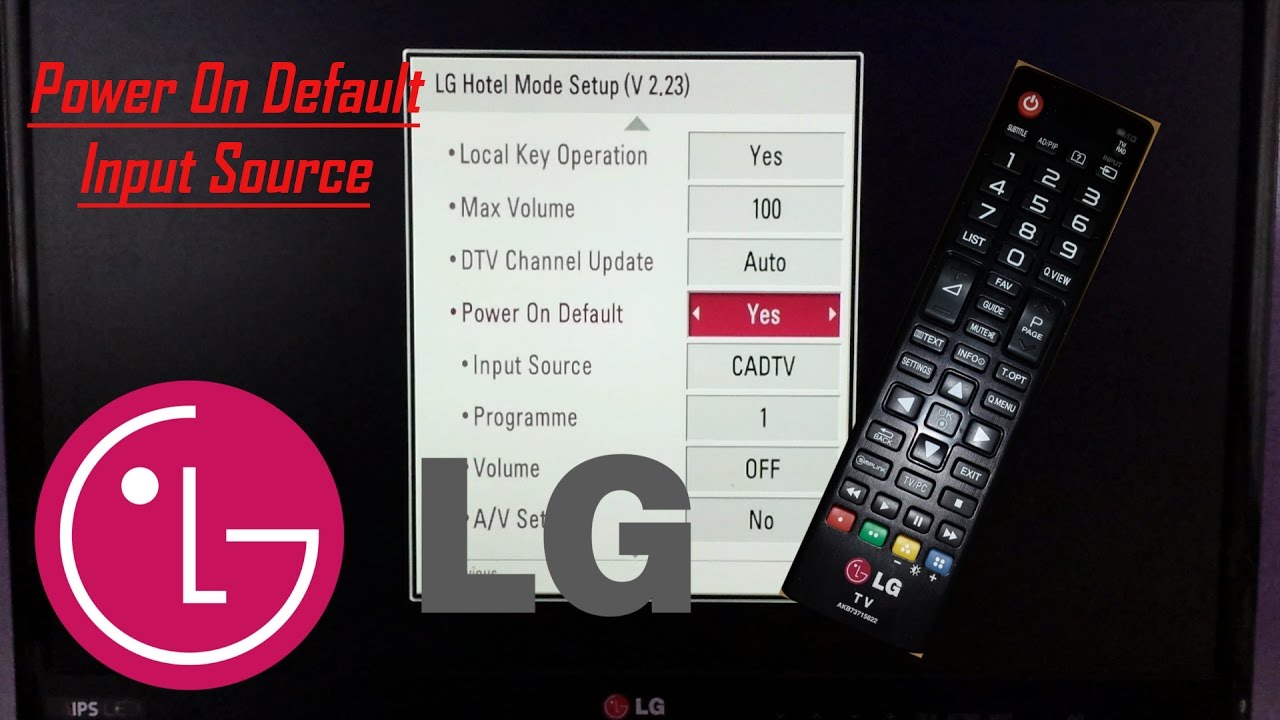 LG TV Power On Default Input Source / Channel / Volume / Settings with hotel mode code