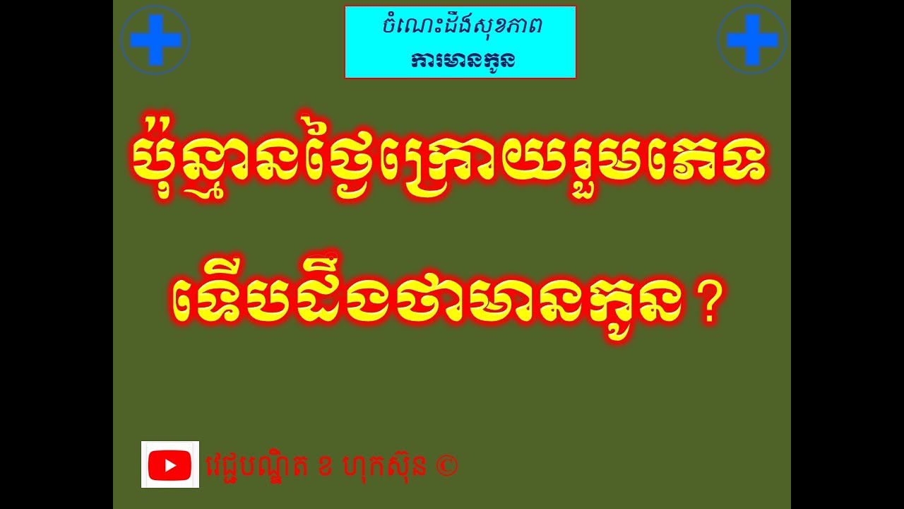 ប៉ុន្មានថ្ងៃក្រោយរួមភេទទើបដឹងថាមានកូន? l pregnancy symptoms l វេជ្ជ. ខ ហុកស៊ុន