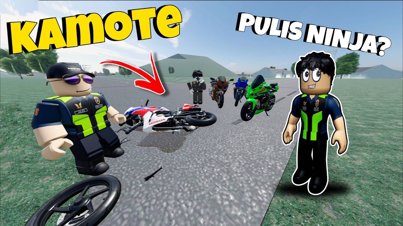 GINAMIT KO ang PULIS NINJA BIG BIKE para I RESCUE ang SUMEMPLANG na KAMOTE DRIVER ng ROBLOX