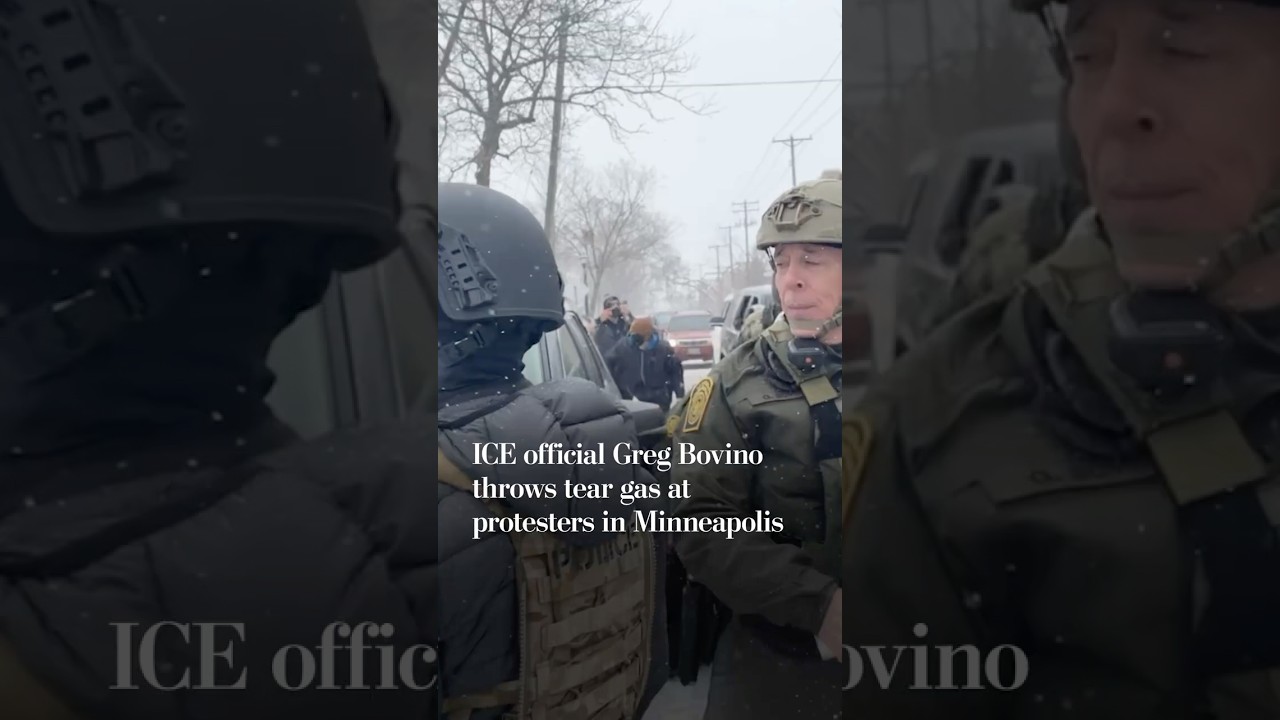 ICE official Greg Bovino throws tear gas at protesters