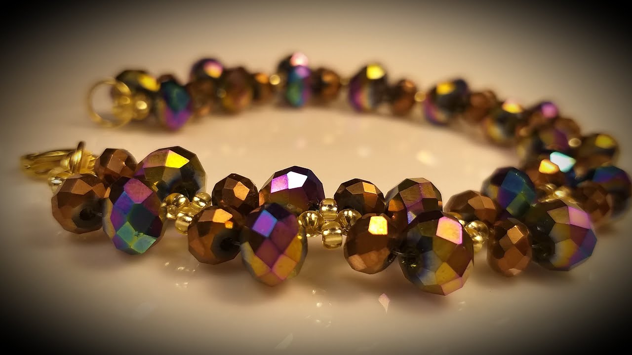 Hermosa Pulsera de Cristal y Mostacillas...Clase #349!!!