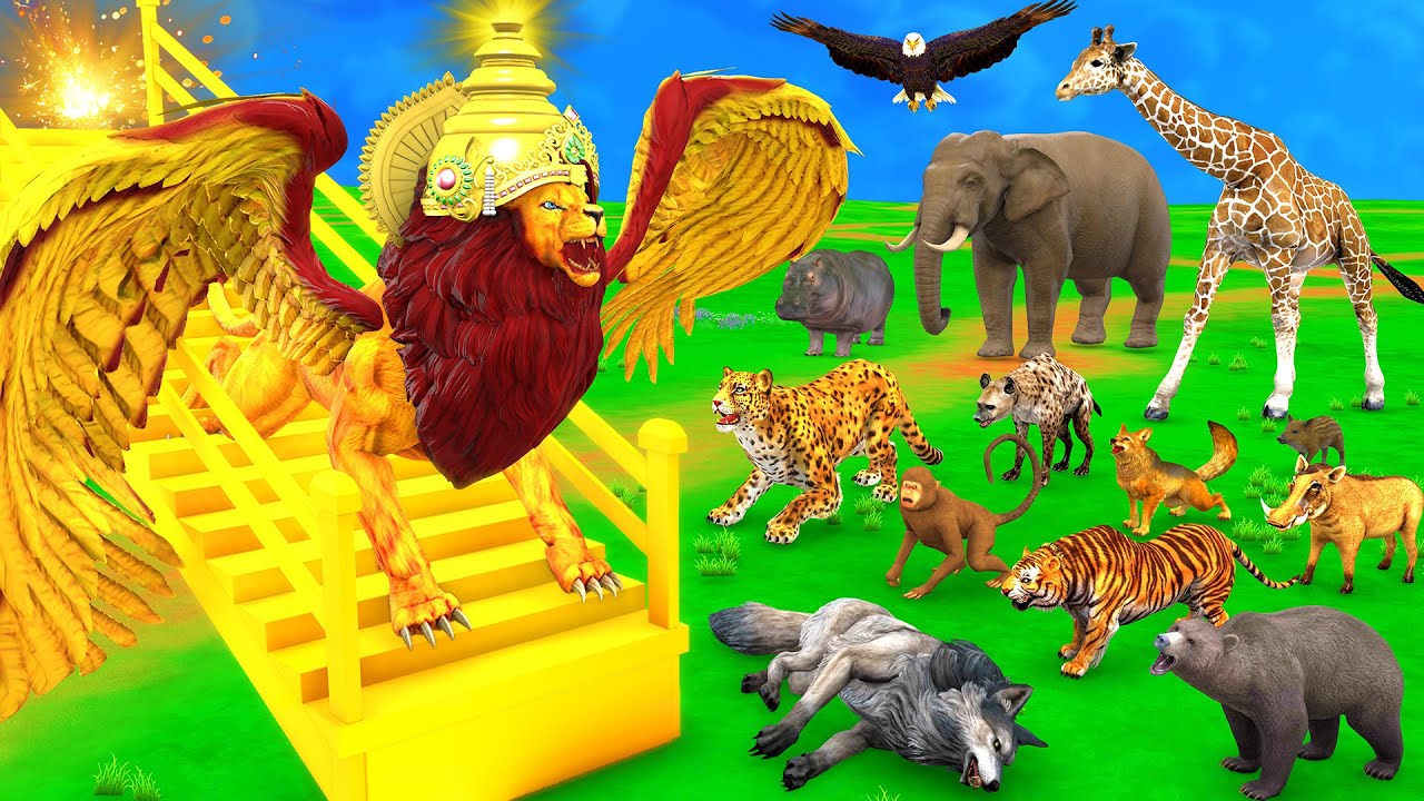 जंगल का राजा पंखों वाला शेर vs जादुई सीढ़ी Jungle Ka Raja Pankho Wala Sher and Magical Staircase