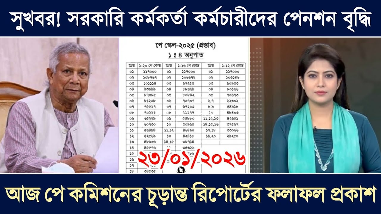 সুখবর! আজ ২৩ জানুয়ারি সরকারি কর্মকর্তা কর্মচারীদের পেনশন বৃদ্ধি - প্রধান উপদেষ্টা | Payscale Update 