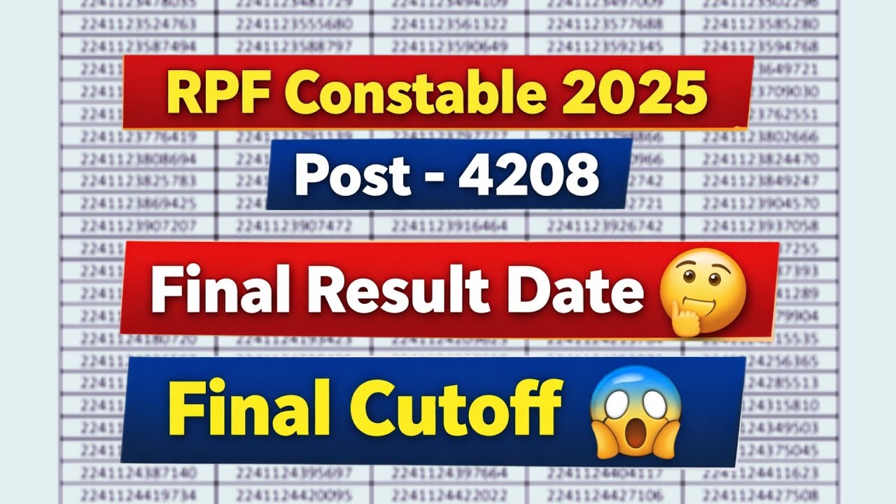 RPF Constable Final Result Date 2026 🎉 | RPF Constable Final Cutoff 😱