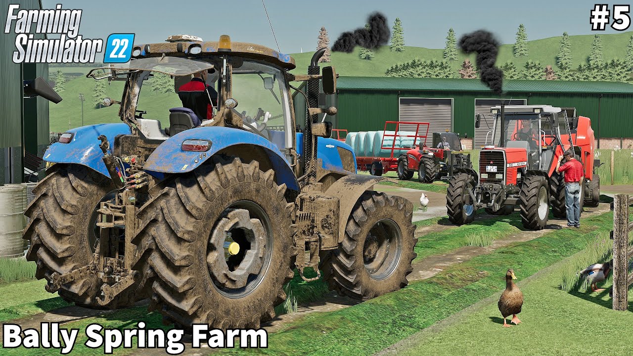 Feeding Cow/Calf, Baling Straw & Collecting Bales│Bally Spring│FS 22│Timelapse#5