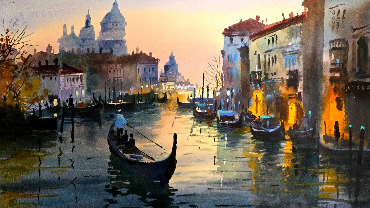 How to Paint Bare Trees and Reflections in a Calm River using Watercolor