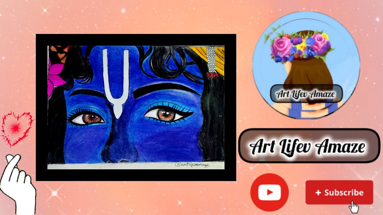 How to draw a coloured drawing of lord Krishna's beautiful eyes✨✍️ //step by step// for beginners☺️✨
