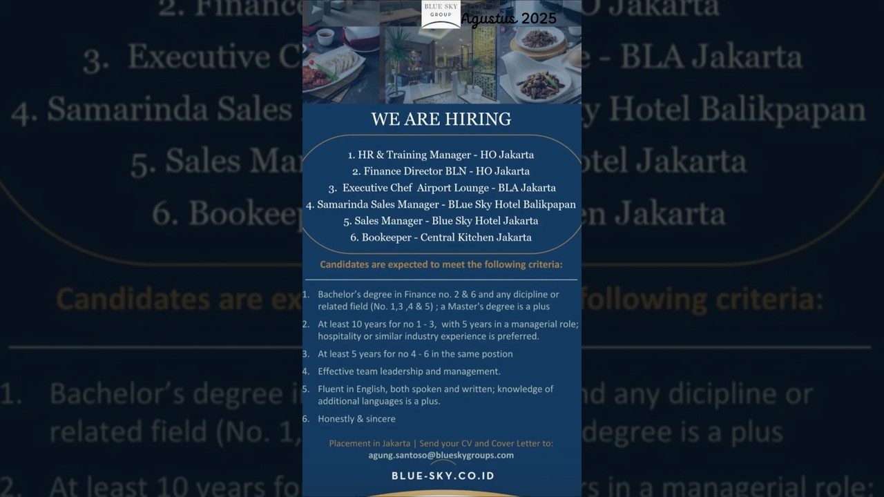 Blue Sky Hotel Group  #lowongankerjahotel #lokerjabodetabek #samarindakaltim #infokerja