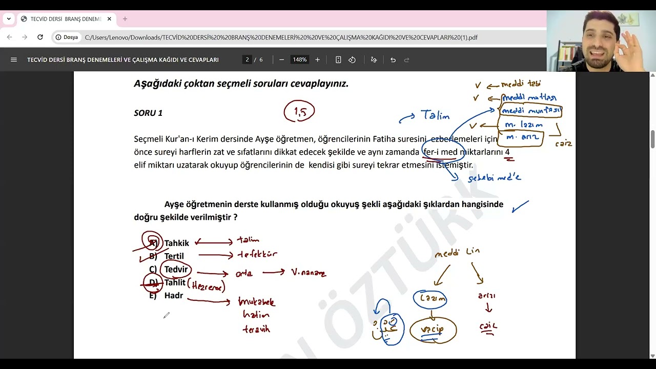 TECVİD  DERSİ ÇALIŞMA KAĞIDI ÇÖZÜMÜ
