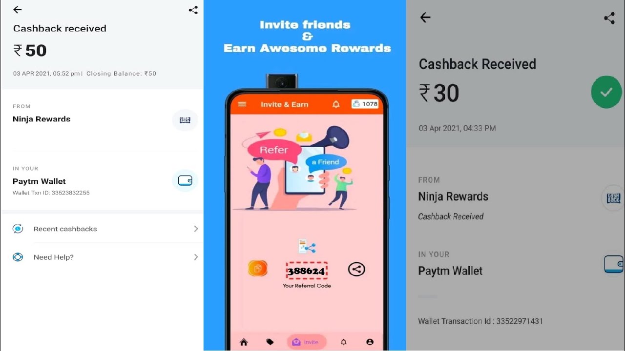 🔥💯 Unlimited Paytm Cash From Refer And Earn | NINJA REWARD EARNING APPLICATION | 🔴 LIVE PROOF