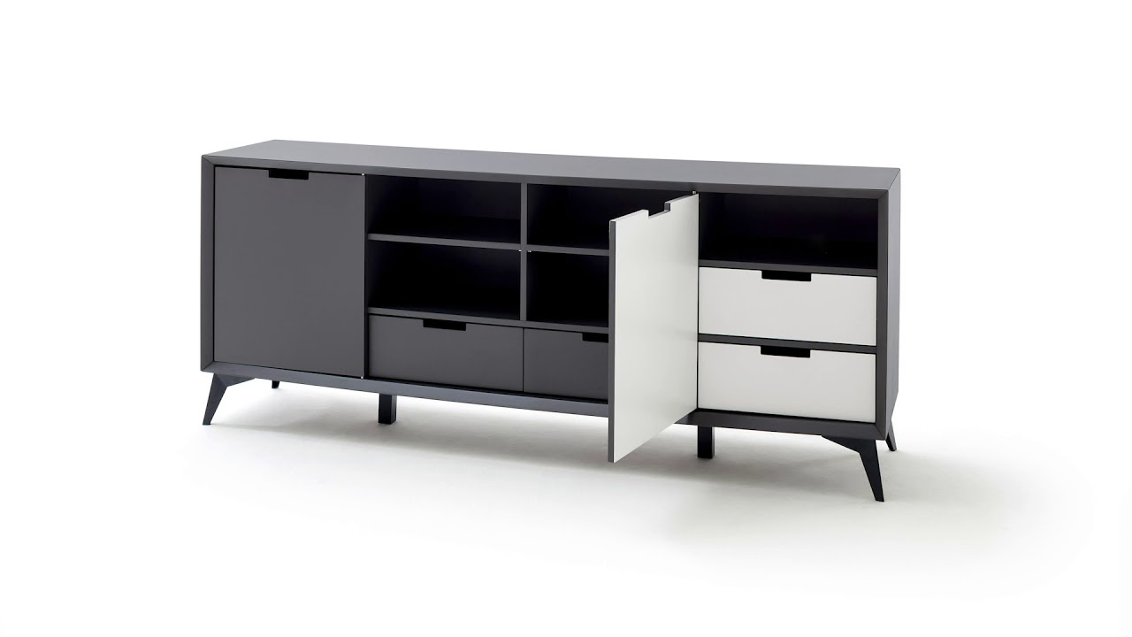 Buffet/bahut modulable moderne 180 cm gris/blanc Etienne | Matelpro.com