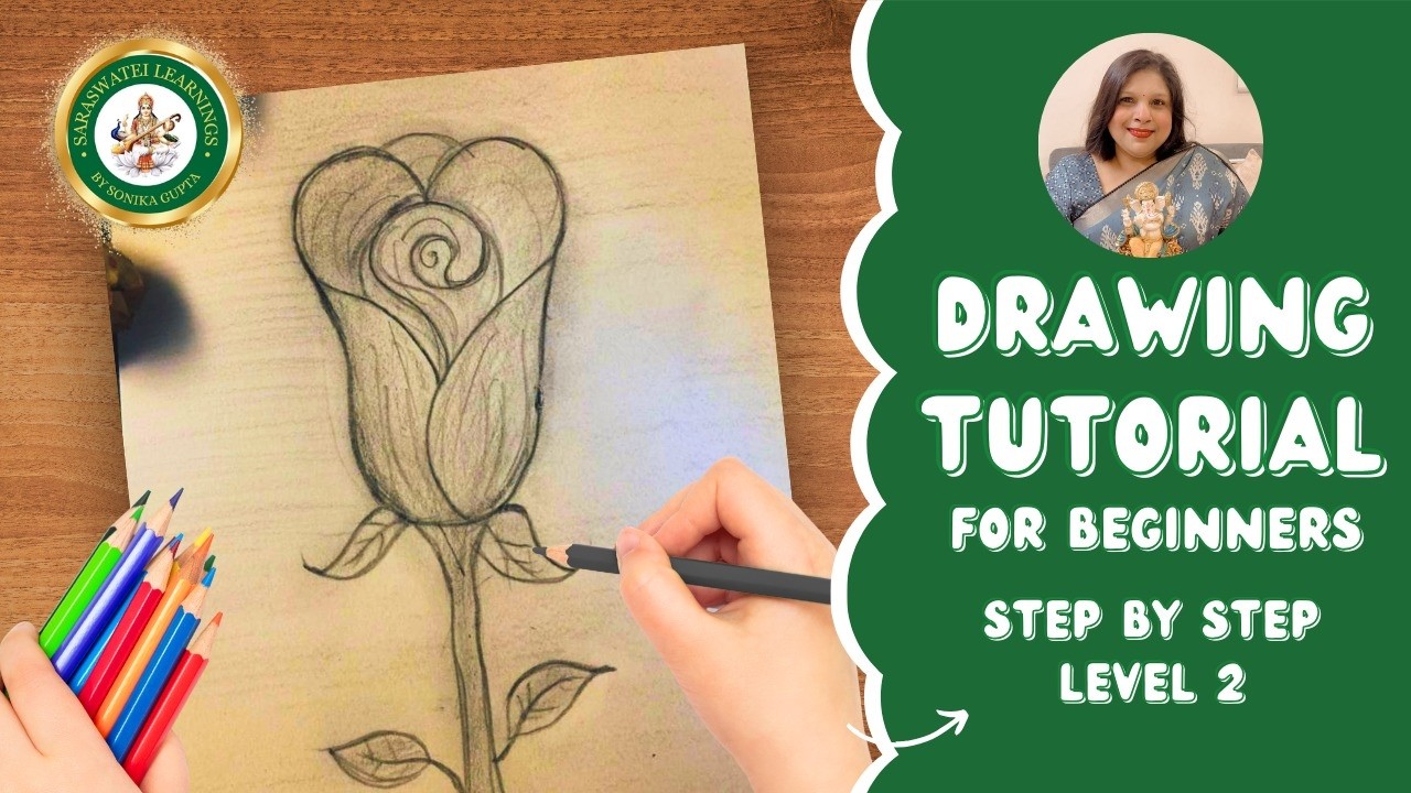 Easy Rose Flower Shading Drawing 🌹 | Step by Step Pencil Shading for Beginners
