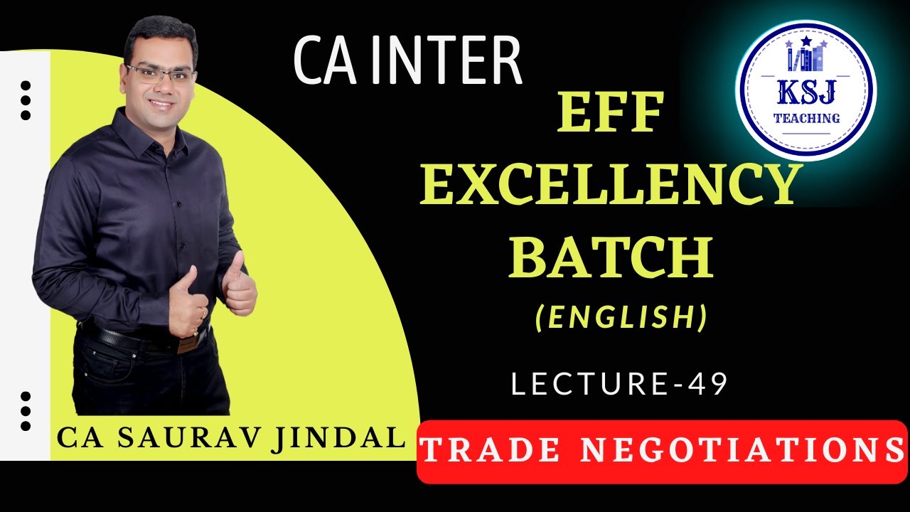 L-49 Economics For Finance  | CA Inter | CA Saurav Jindal | KSJ Teaching | Trade Negotiations-02