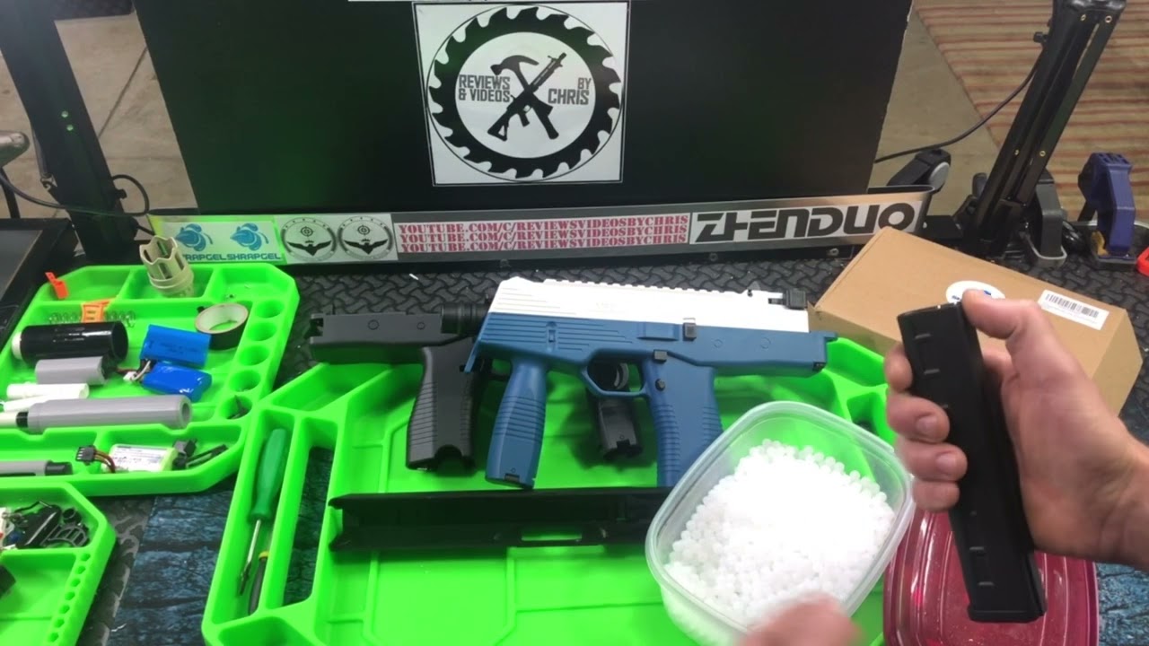 Setup - ZHENDUO TOYS  - LeHui MP9 Gel Ball Blaster & SHRAPGEL Milky White GelBeads