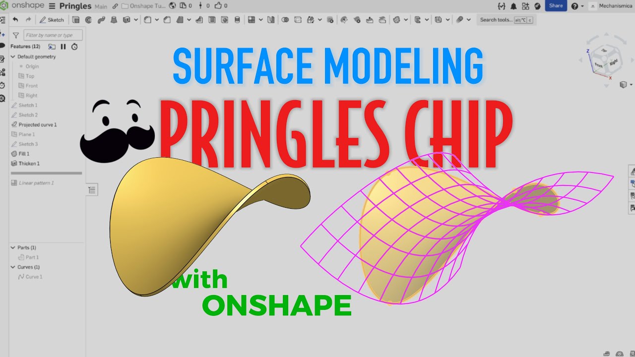 Surface Modeling a Pringles Chip with Onshape | CAD Design Tutorial