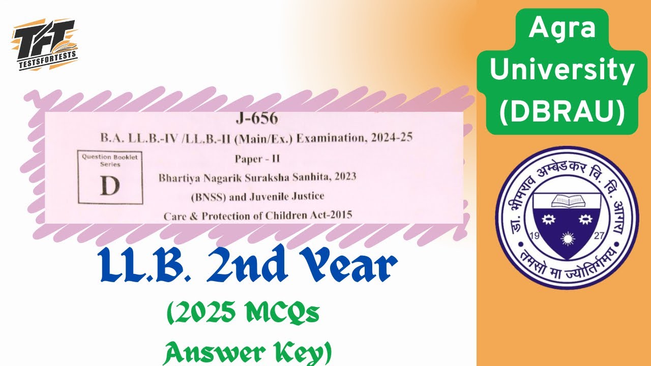 BNSS & JJ Act Answer Key | 2025 | Agra University (DBRAU)