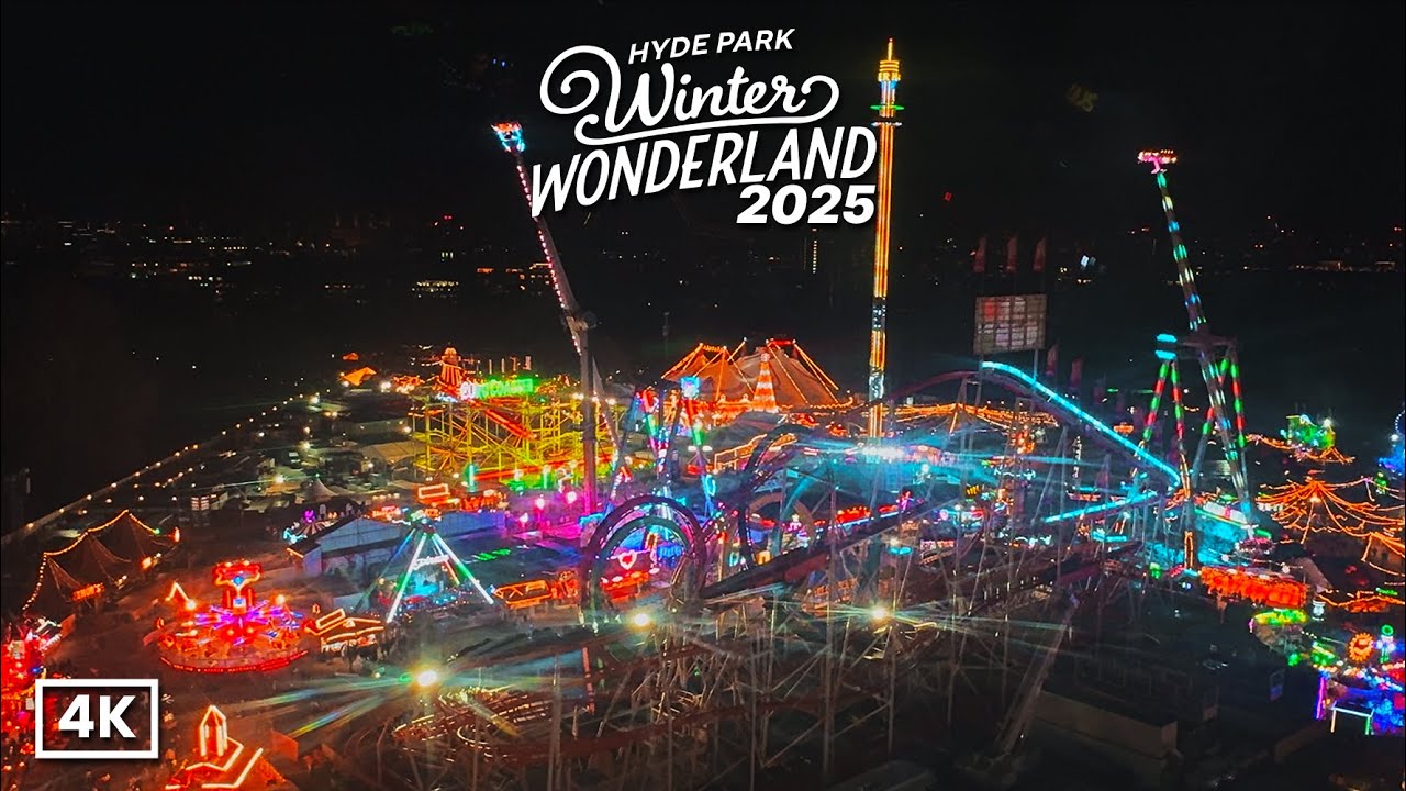 LONDON WINTER WONDERLAND 2025 🎄 Walk Through Hyde Park with BEST Festive Lights & Rides | 4K HDR 🎡✨
