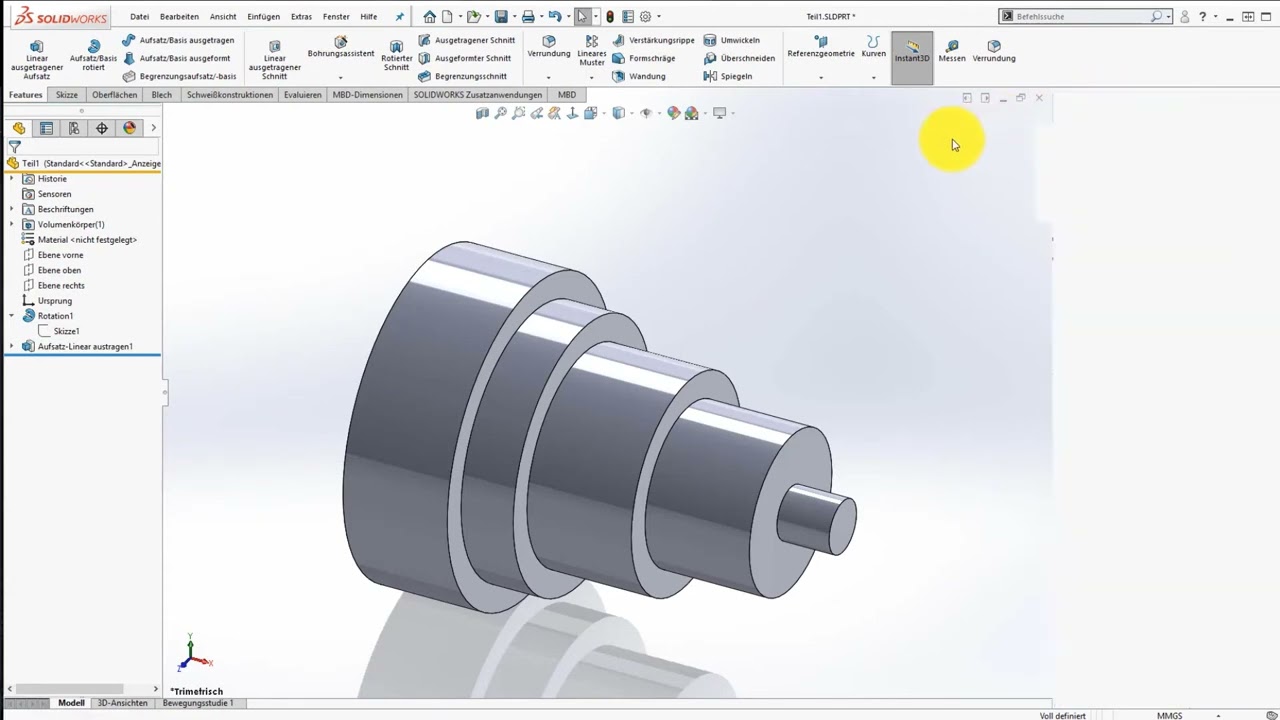 SOLIDWORKS Grundlagen und Benutzeroberfl&auml;che Einsteiger Tutorial, deutsch Teil 11