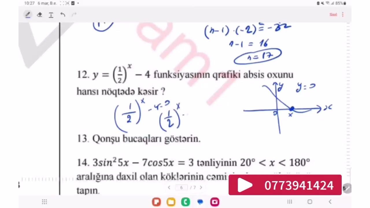 5 mart 2023 Buraxılış İmtahanı - Riyaziyyat suallarının izahı