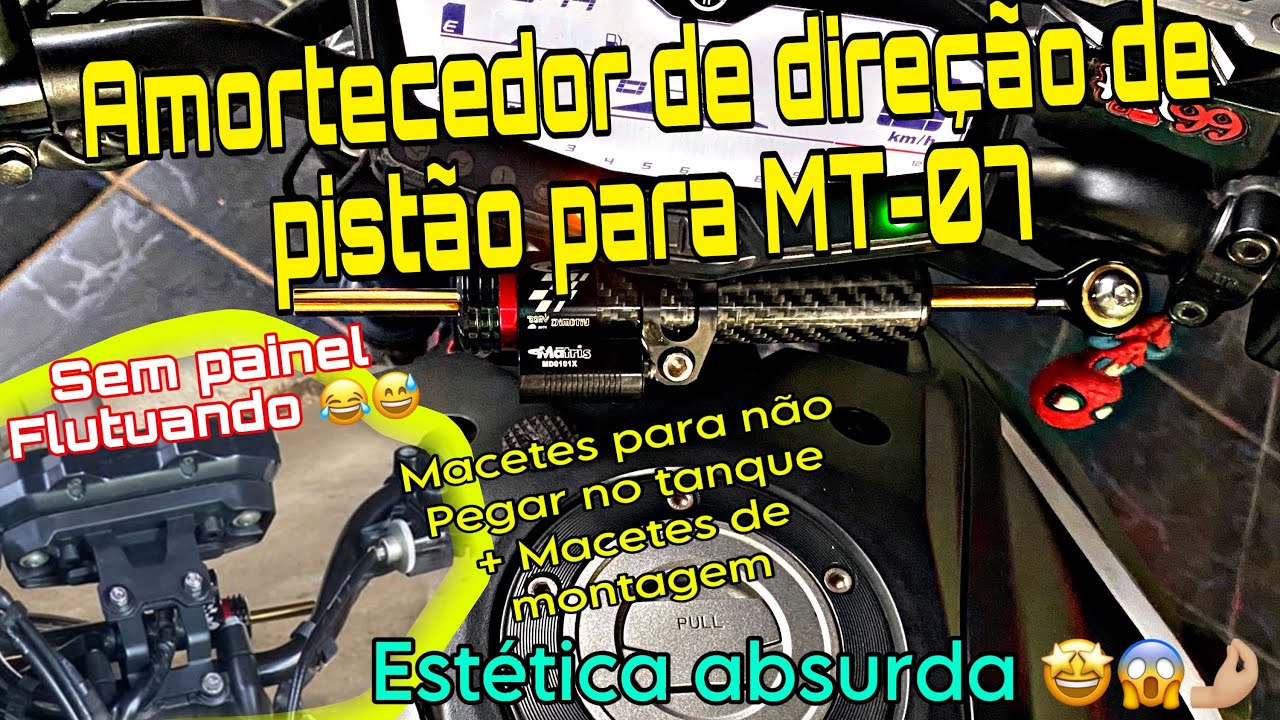 AMORTECEDOR DE DIREÇÃO DE PISTAO NA MT-07🔥SEM PAINEL VOADOR,melhor estética ?! INSTALAÇÃO + UNBOXING