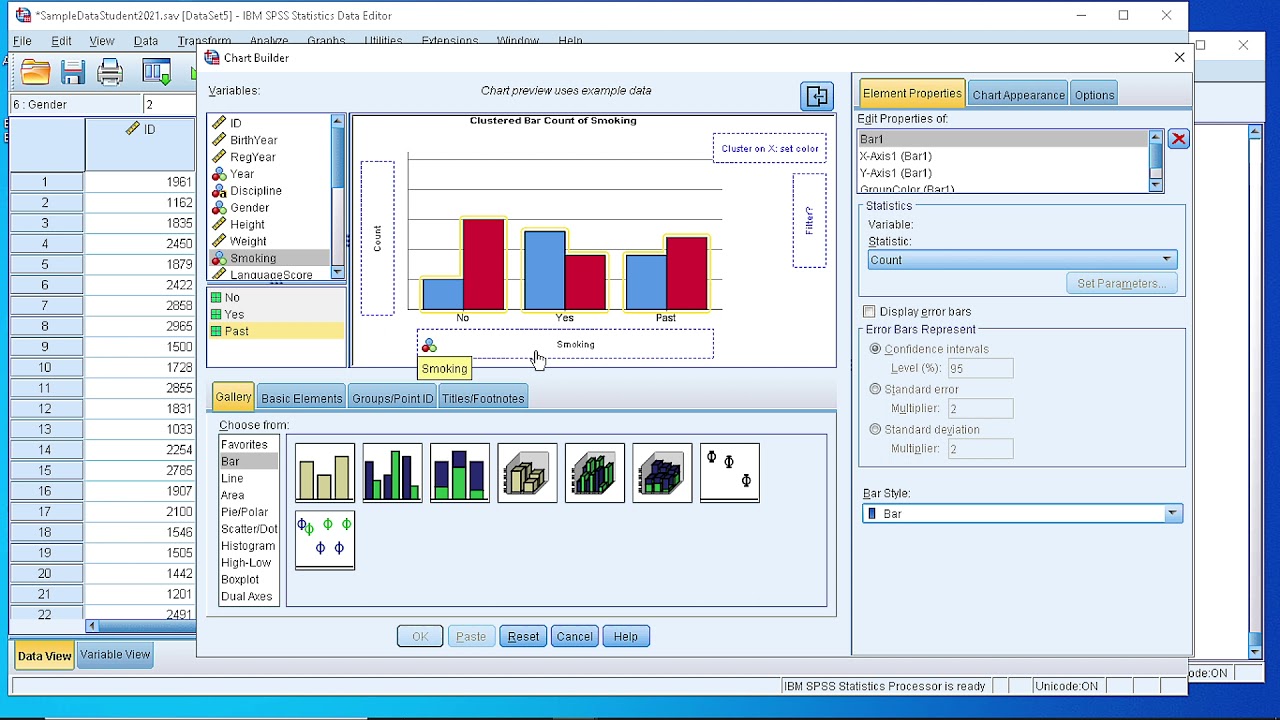SPSS Explore Data / Как создать кластеризованную столбчатую диаграмму для многих категориальных п...