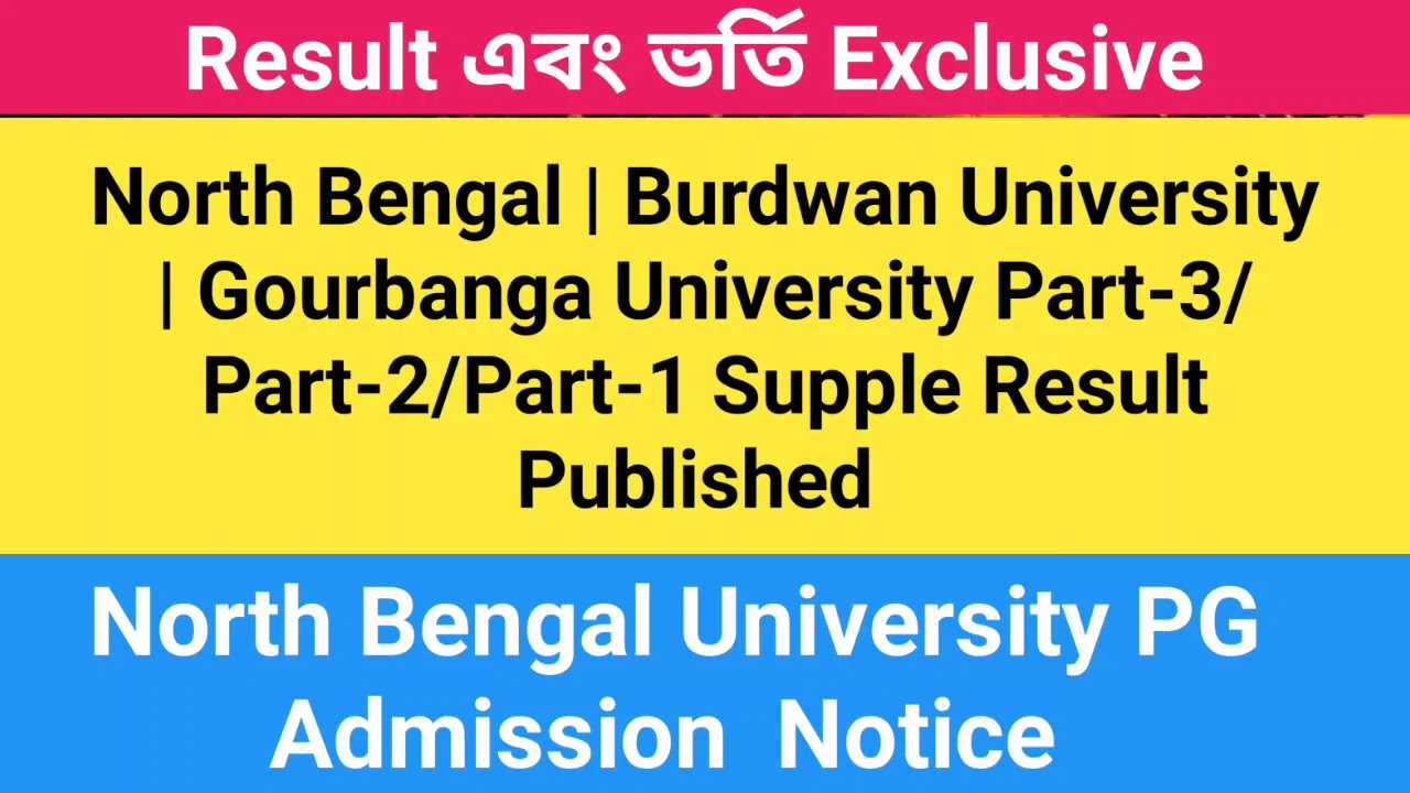 Breaking: Gourbanga University Final Result: North Bengal: Burdwan Result:NBU PG Admission 2020
