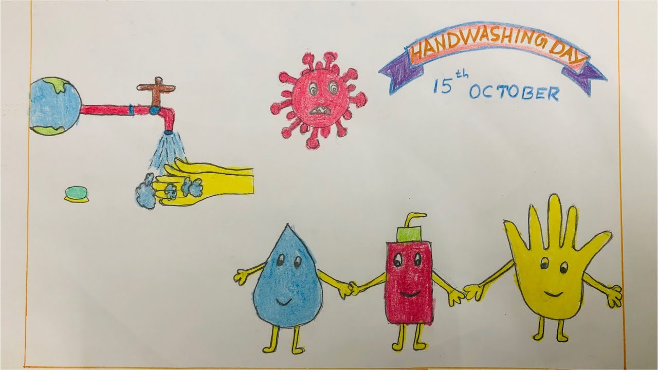 DIY - Hand Wash Day Drawing ।Global hand washing day poster | Natasha