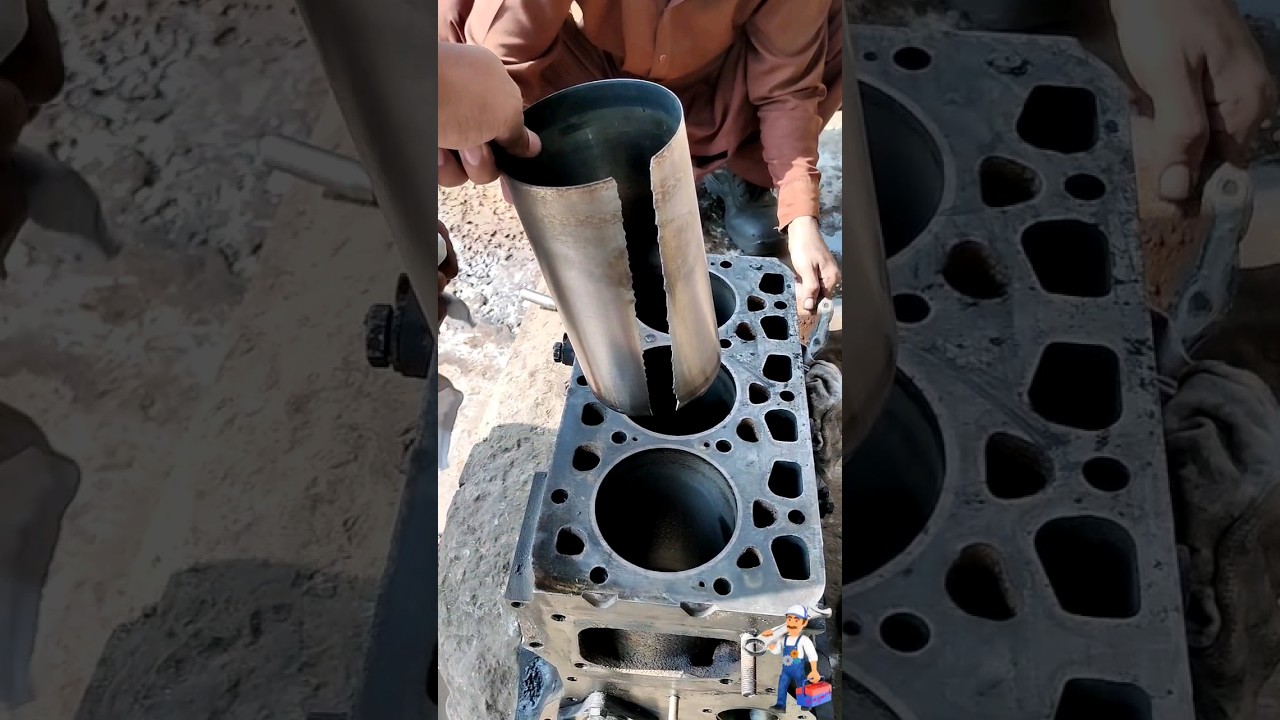 cylinder sleeve removing #shorts #engine #mechanic #workshop #viralshorts #short #viral #trending